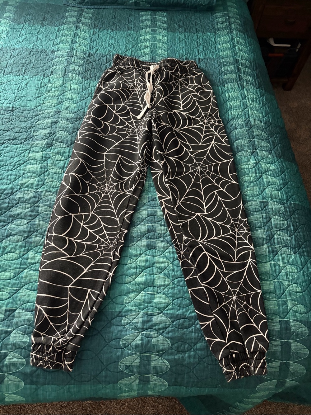 Grayson Threads Black Joggers with White Web Graphic
